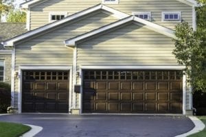 Traditional three car wooden garage