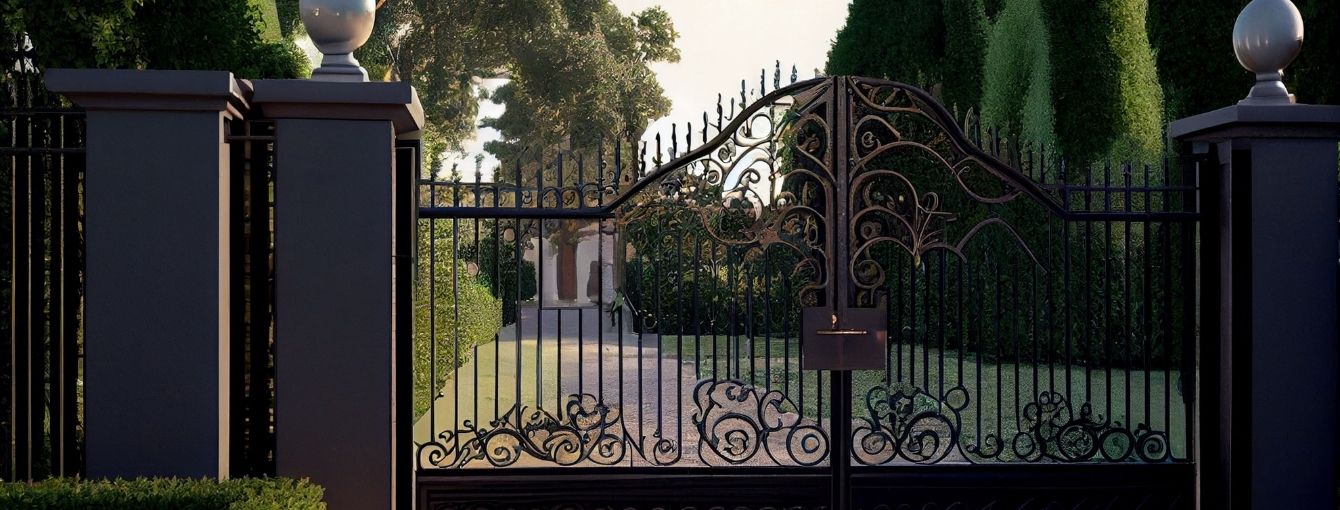 A beautiful iron gate was installed on a home in Texas. 