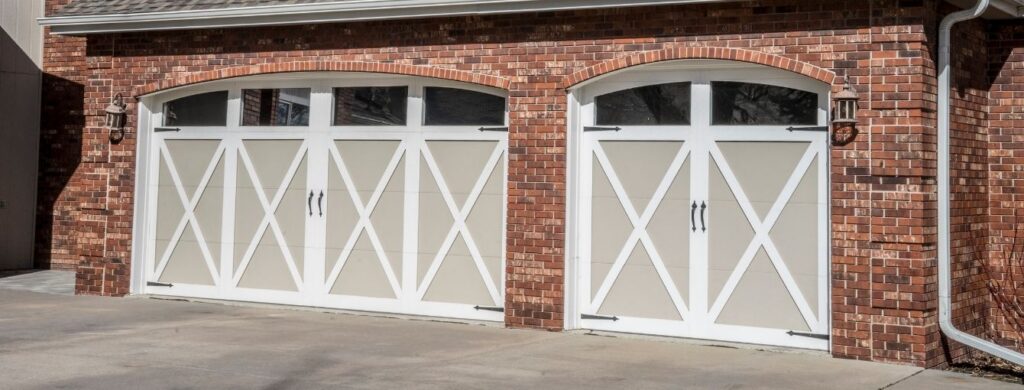 A beautiful set of two-toned garage doors. 