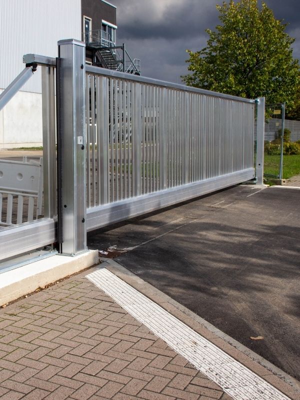 An iron commercial gate. 