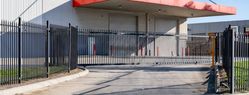 A commercial gate for an industrial facility. 
