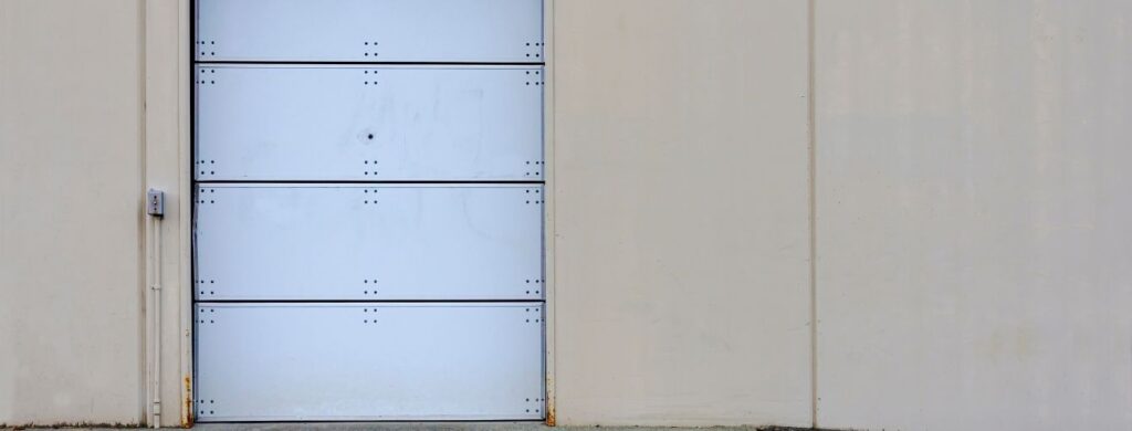 A commercial sectional garage door. 