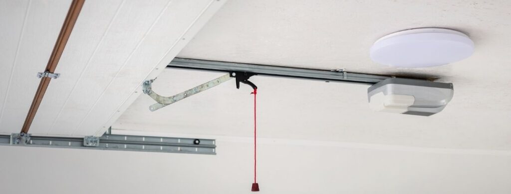 A close-up look at a garage door opener. 