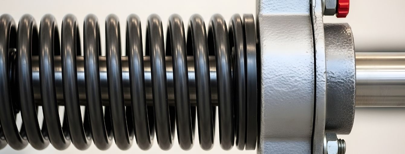 A torsion spring on a garage door.